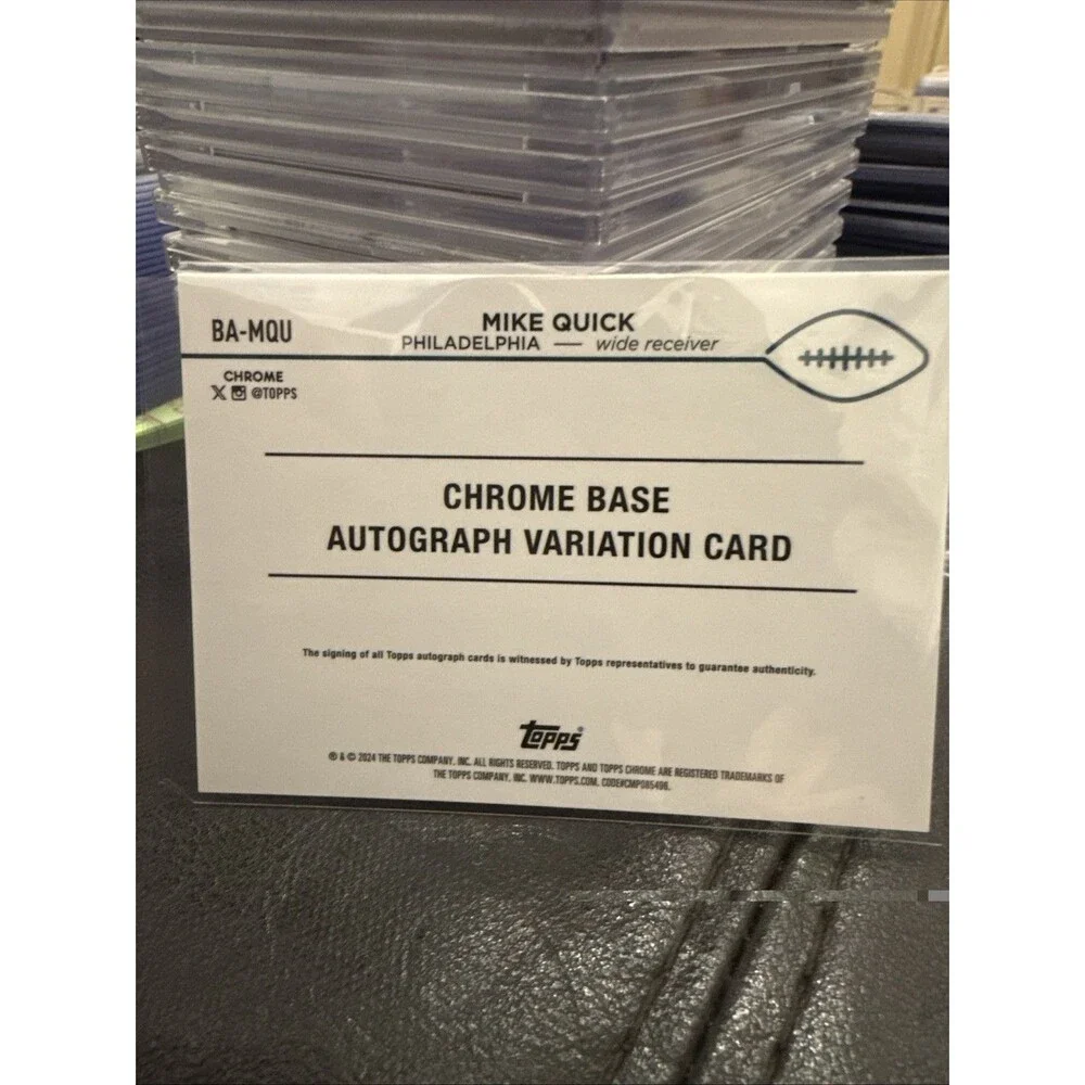 2024 Topps Chrome Sapphire - Mike Quick ORANGE Autograph  07 /25 Eagles